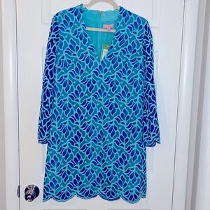 Lilly Pulitzer Devina Brewster Blue Light Flora Lace Shift Dress